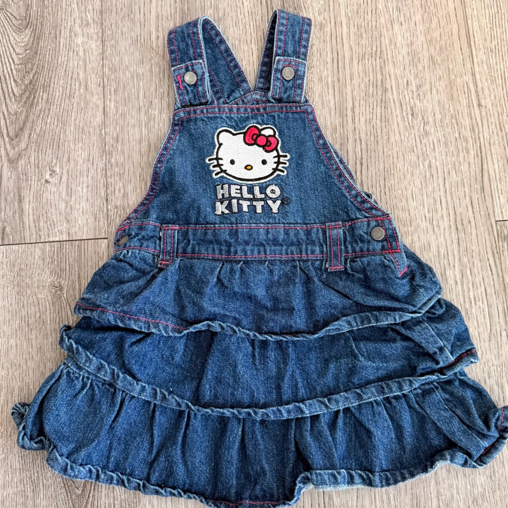 Hello Kitty Blue Denim Ruffle Overall Dress size 2t